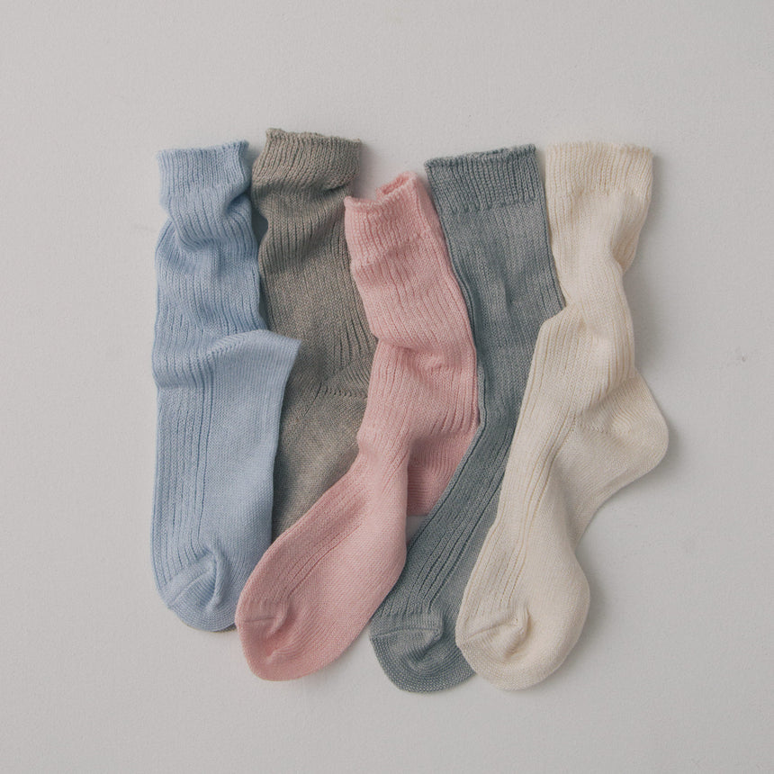 リネンミドルゲージリブソックス