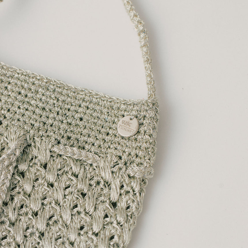 METALLIC MACRAME SAKOCHE BAG