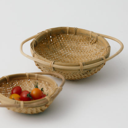 ハンドルつき竹ザル（2個セット）