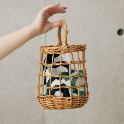 ラタン 透かし編みラウンドバッグ