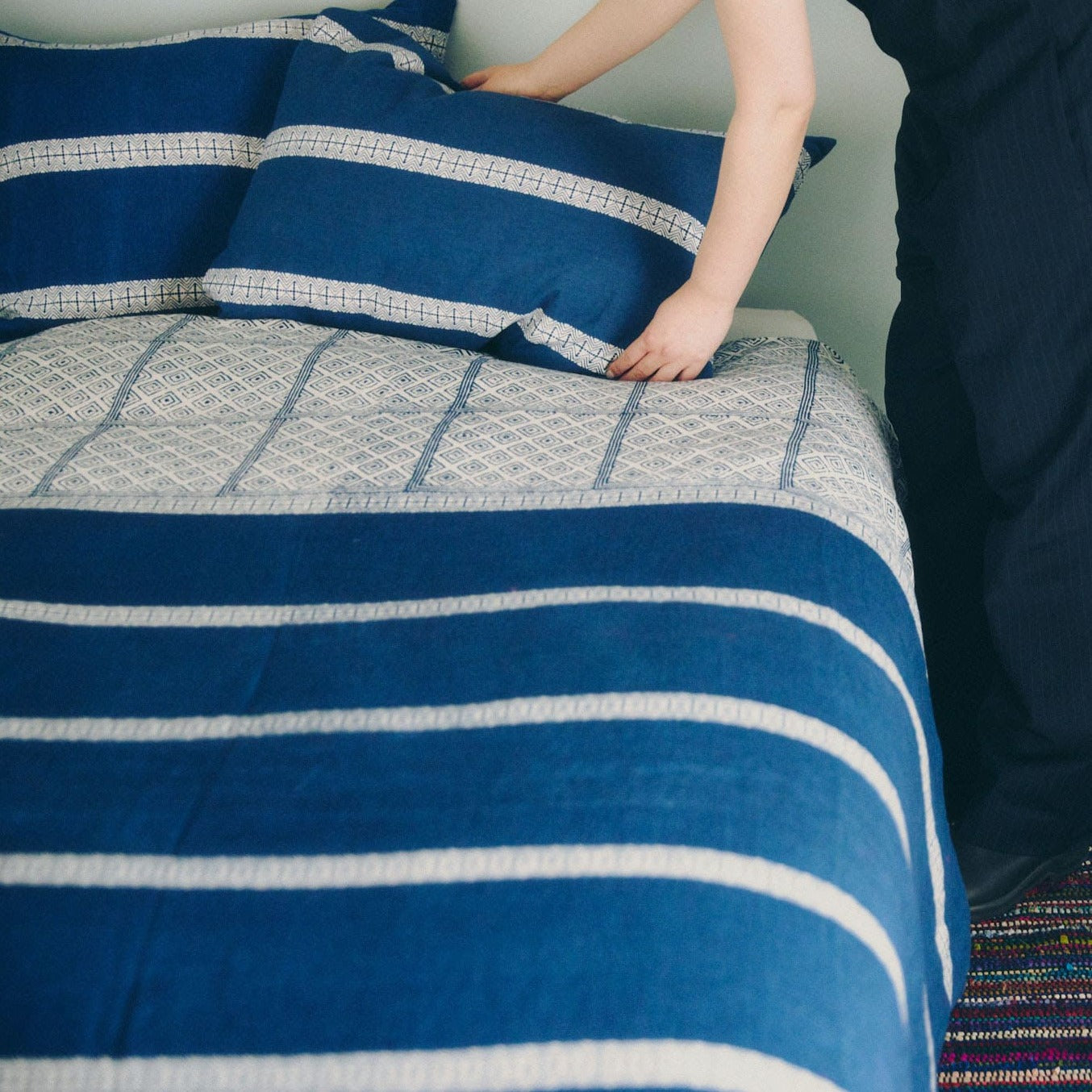 COTTON HAND PRINTED DUVET COVER