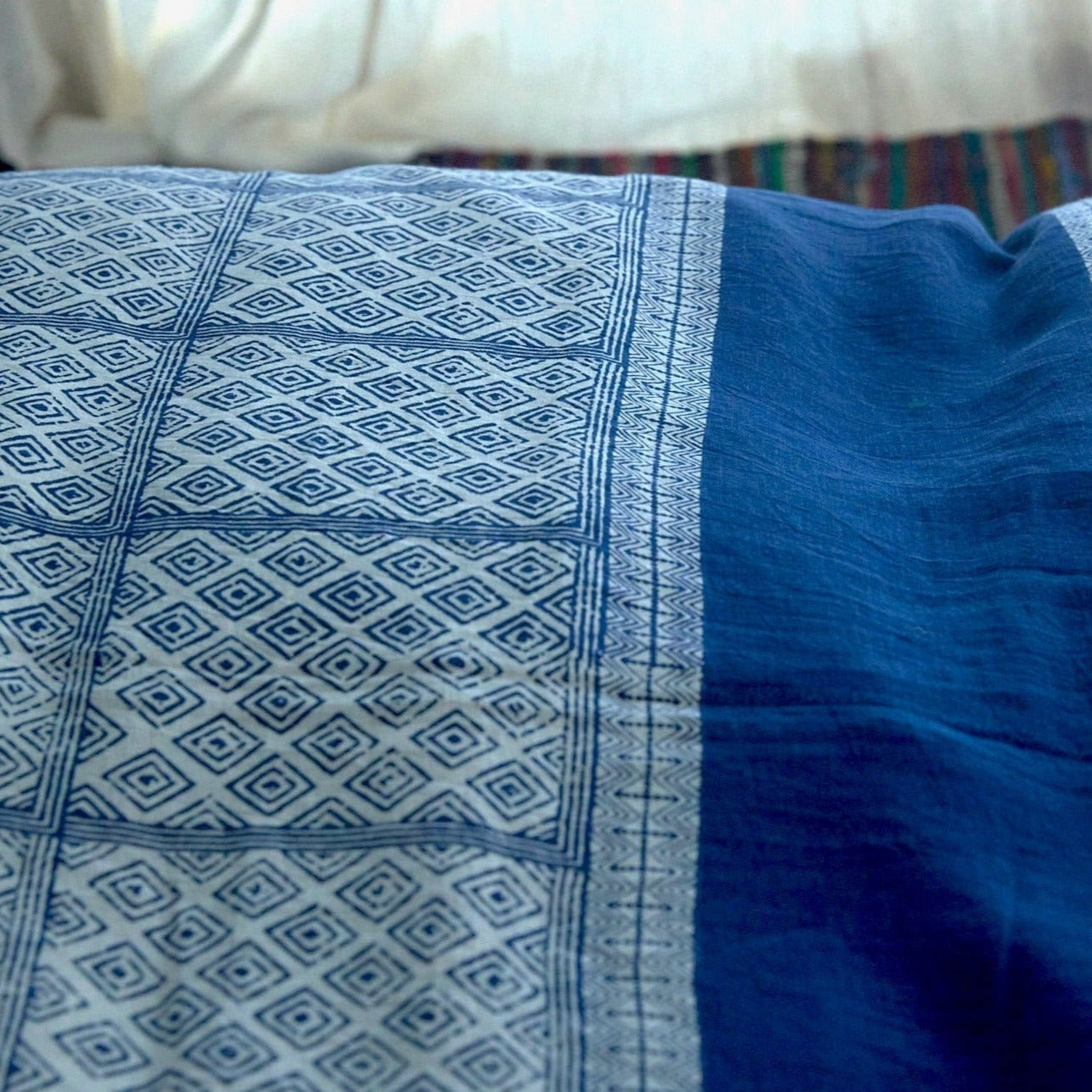 COTTON HAND PRINTED DUVET COVER