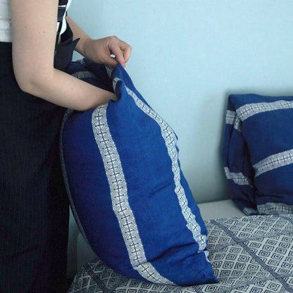 COTTON HAND PRINTED PILLOW COVER